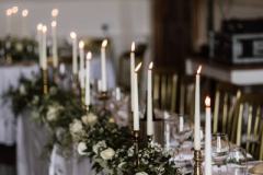Livi & James, top table garland & candles