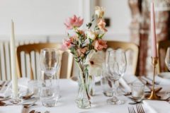 Butterfly ranunculus,  tulips & blush lisianthus